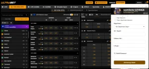 Live-Chat-Fenster der Ultrabet-Webseite mit Nachrichtenbereich und Texteingabe
